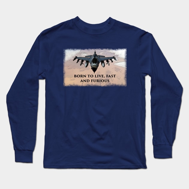 Fighter Jet Born s6h1 Long Sleeve T-Shirt by FasBytes